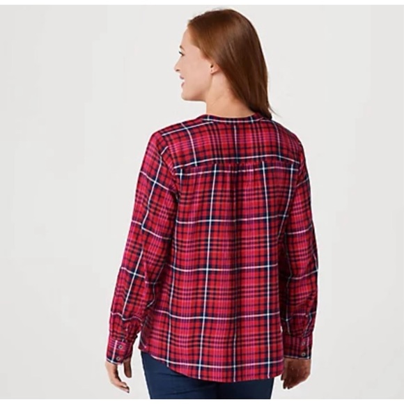 Like New Denim & Co. Plaid Tunic Blouse - Picture 11 of 12